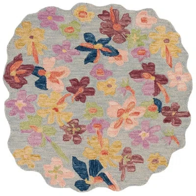 Safavieh Jardin Hand Tufted Wool; Cotton Floral Indoor Rug In Light Blue,yellow
