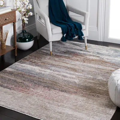 Safavieh Jasmine Machine Made Area Rug, Grey / Blue Contemporary Style Easy Care In Gray