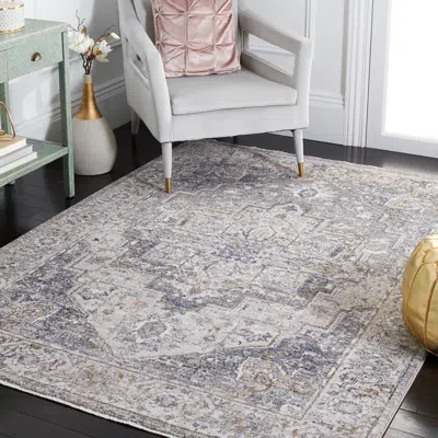 Safavieh Jasmine Machine Made Area Rug, Grey / Blue Traditional Style Easy Care In Gray