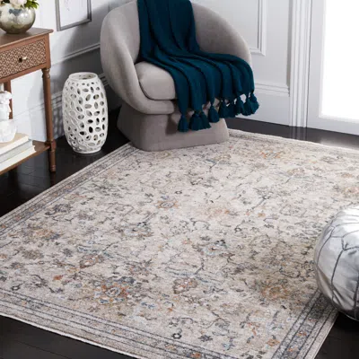 Safavieh Jasmine Machine Made Area Rug, Grey / Blue Traditional Style Easy Care In Neutral