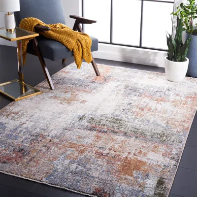 Safavieh Jasmine Machine Made Area Rug, Ivory / Blue Contemporary Style Easy Care In Multi