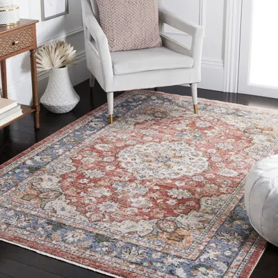 Safavieh Jasmine Machine Made Area Rug, Rust / Blue Traditional Style Easy Care In Multi