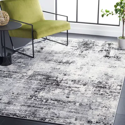 Safavieh Jasper Machine Made Area Rug, Black / Ivory Contemporary Style Easy Care In White