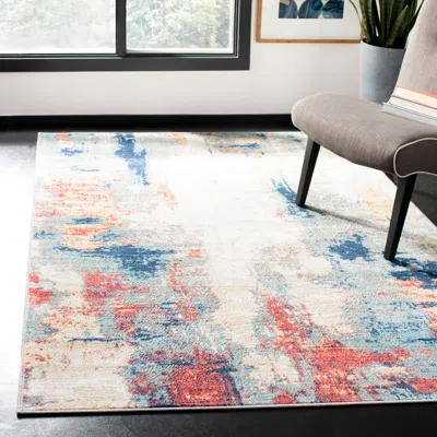 Safavieh Jasper Machine Made Area Rug, Grey / Red Contemporary Style Easy Care In Multi