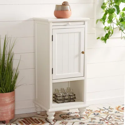 Safavieh Jezabel One Cabinet End Table W/ Pull Out Tray In White