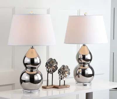Safavieh Jill Two Gourd Table Lamp In Metallic