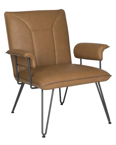 Safavieh Johannes 17in Mid-century Modern Leather Arm Chair