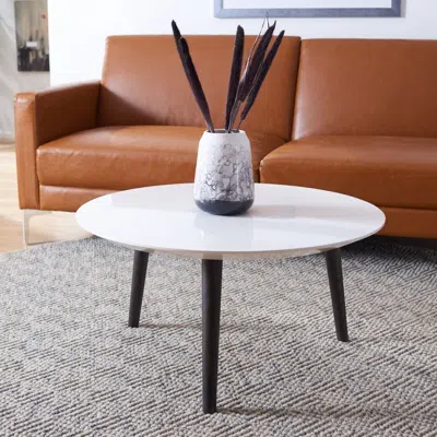 Safavieh Josiah Retro Mid Century Round Lacquer Accent Table In White