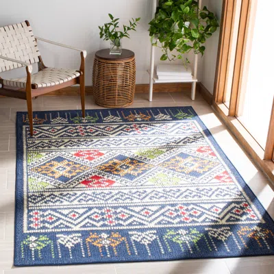 Safavieh Journey Non-slip Machine Washable Area Rug, Blue / Ivory Bohemian Style Easy Care In Multi