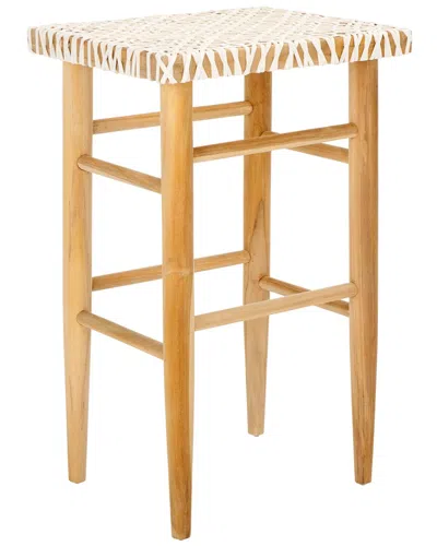 Safavieh Kaleo Woven Leather Barstool In Brown