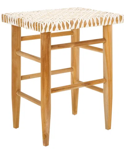 Safavieh Kaleo Woven Leather Counter Stool In White