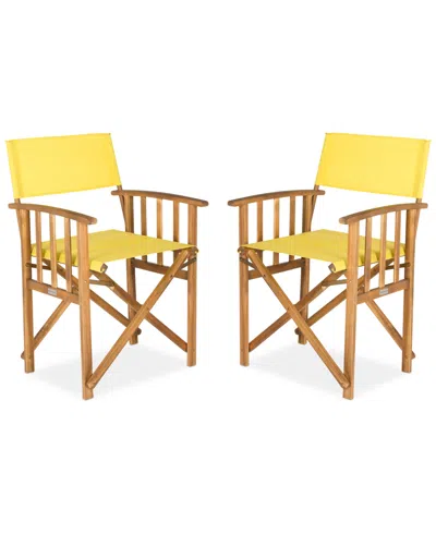 Safavieh Kali Set Of 2 Outdoor Director Chairs In Yellow