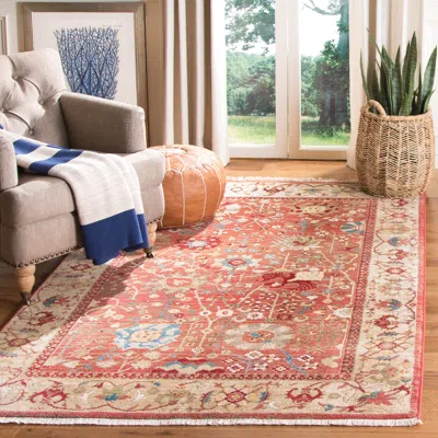 Safavieh Kashan Machine Made Area Rug, Red / Beige Traditional Style Easy Care