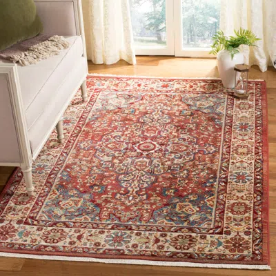 Safavieh Kashan Machine Made Area Rug, Red / Ivory Traditional Style Easy Care
