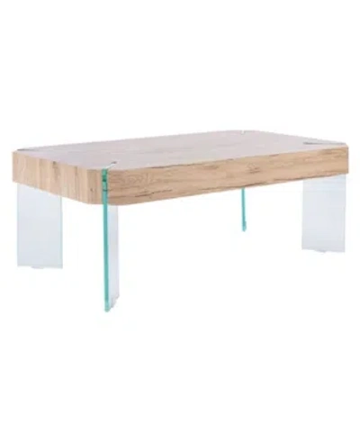 Safavieh Katelyn Rectangular Contemporary Glass Leg Coffee Table In Natural