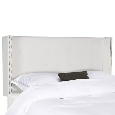 Safavieh Keegan Polyester Upholstered Tufted Nailhead Trim Headboard In White
