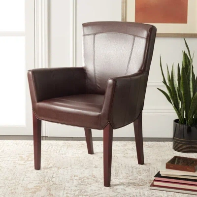 Safavieh Ken Leather Arm Chair In Brown