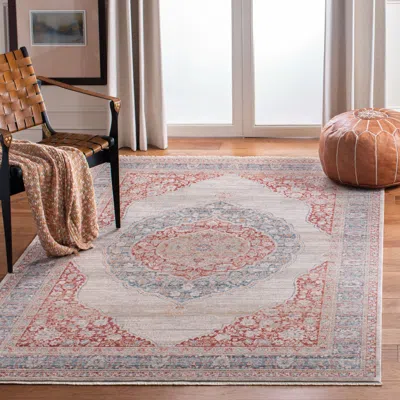 Safavieh Kenitra Machine Made Area Rug, Ivory / Red Traditional Style Easy Care In Neutral