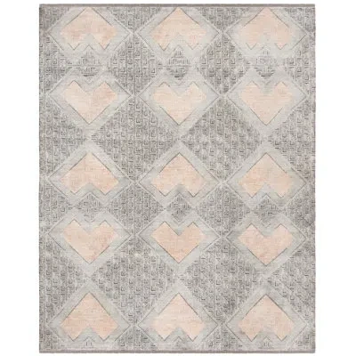 Safavieh Kensington Hand Knotted Wool, Viscose Geometric Rug In Black;ivory
