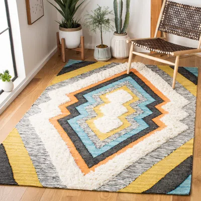 Safavieh Kenya Hand Made Area Rug, Black / Ivory Bohemian Style Non-shedding In Multi