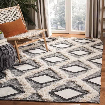 Safavieh Kenya Hand Made Area Rug, Black / Ivory Bohemian Style Non-shedding In Multi