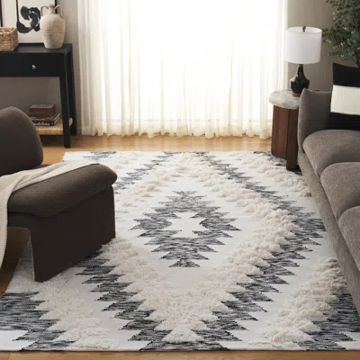 Safavieh Kenya Hand Made Area Rug, Black / Ivory Bohemian Style Non-shedding In Multi