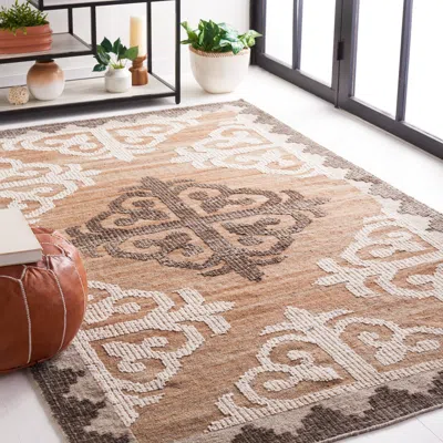 Safavieh Kenya Hand Made Area Rug, Brown / Charcoal Traditional Style Non-shedding In Neutral
