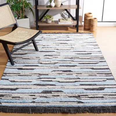 Safavieh Kenya Hand Made Area Rug, Charcoal / Blue Contemporary Style Non-shedding In Gray