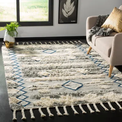 Safavieh Kenya Hand Made Area Rug, Grey / Ivory Bohemian Style Non-shedding In Multi