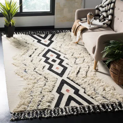 Safavieh Kenya Hand Made Area Rug, Ivory / Black Blue Bohemian Style Non-shedding