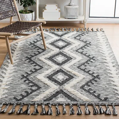 Safavieh Kenya Hand Made Area Rug, Ivory / Black Bohemian Style Non-shedding
