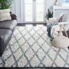 Safavieh Kenya Hand Made Area Rug, Ivory / Blue Shag / Flokati Style Non-shedding In White