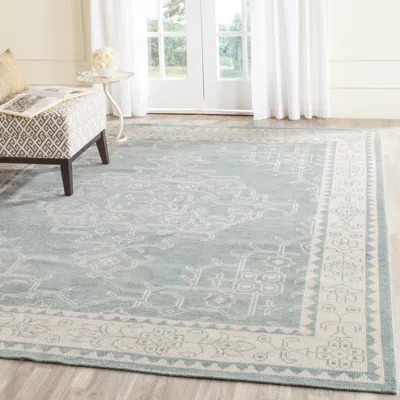 Safavieh Kenya Hand Made Area Rug, Ivory / Blue Traditional Style Non-shedding In Green
