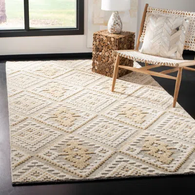 Safavieh Kenya Hand Made Area Rug, Ivory / Gold Transitional Style Non-shedding In White