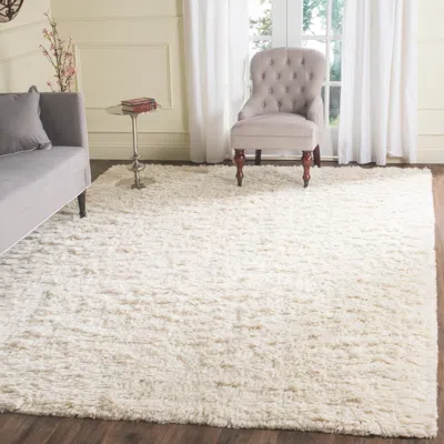 Safavieh Kenya Hand Made Area Rug, Ivory Shag / Flokati Style Non-shedding In Neutral