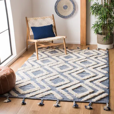 Safavieh Kenya Hand Made Area Rug, Navy / Ivory Bohemian Style Non-shedding In Blue