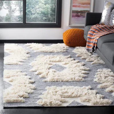 Safavieh Kenya Hand Made Area Rug, Navy / Ivory Bohemian Style Non-shedding In Blue