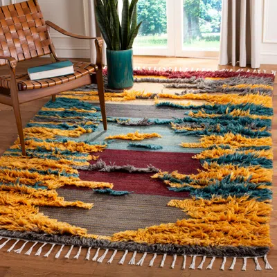 Safavieh Kenya Hand Made Area Rug, Red / Gold Bohemian Style Non-shedding In Multi