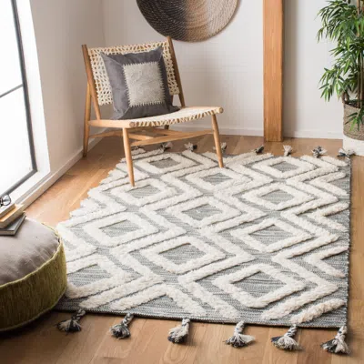 Safavieh Kenya Hand Made Area Rug, Teal / Ivory Bohemian Style Non-shedding In Gray