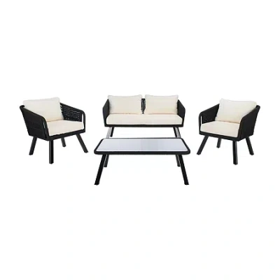 Safavieh Kerson 4-pc. Conversation Set Cushioned In Black