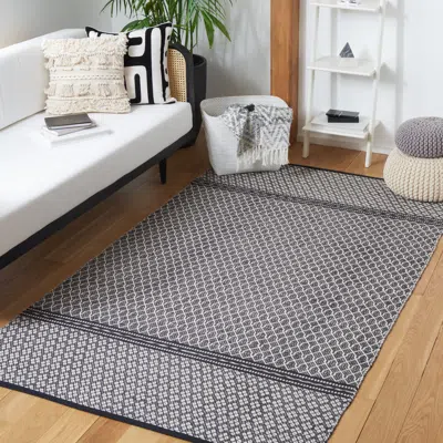 Safavieh Kilim Flat Weave Area Rug, Black / Ivory Bohemian Style Easy Care In Gray