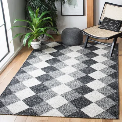 Safavieh Kilim Flat Weave Area Rug, Black / Ivory Contemporary Style Easy Care In Gray