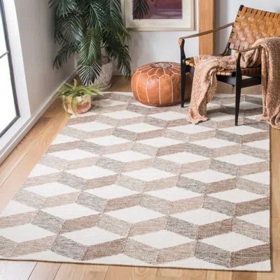 Safavieh Kilim Flat Weave Area Rug, Ivory / Brown Contemporary Style Easy Care In Neutral