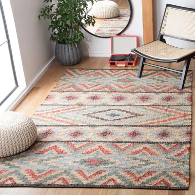 Safavieh Kilim Flat Weave Area Rug, Natural / Red Bohemian Style Easy Care In Multi