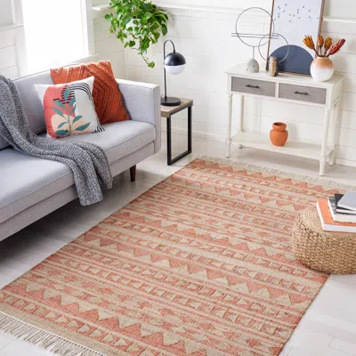 Safavieh Kilim Flat Weave Area Rug, Natural / Rust Bohemian Style Easy Care In Neutral