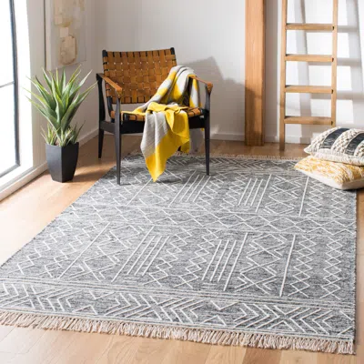 Safavieh Kilim Hand Made Area Rug, Black / Ivory Bohemian Style Non-shedding In Blue