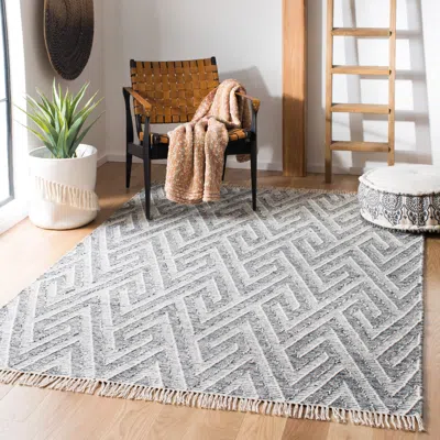 Safavieh Kilim Hand Made Area Rug, Black / Ivory Contemporary Style Non-shedding In Gray