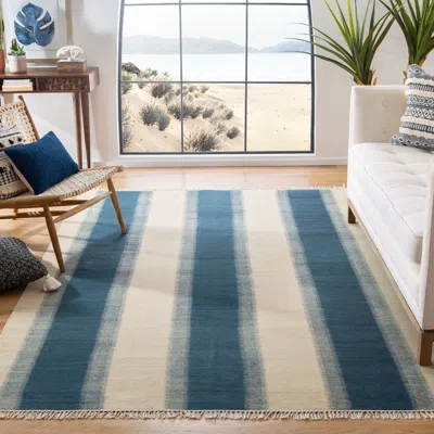 Safavieh Kilim Hand Made Area Rug, Blue / Ivory Contemporary Style Non-shedding