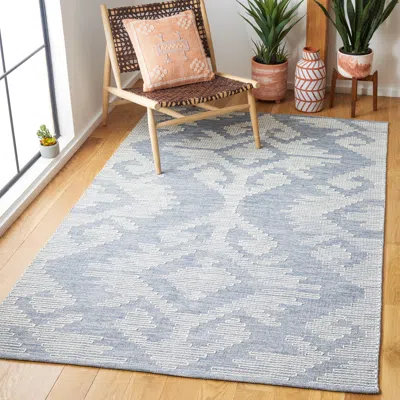 Safavieh Kilim Hand Made Area Rug, Blue / Ivory Transitional Style Non-shedding In Gray