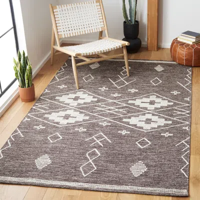 Safavieh Kilim Hand Made Area Rug, Brown / Ivory Bohemian Style Non-shedding In Gray